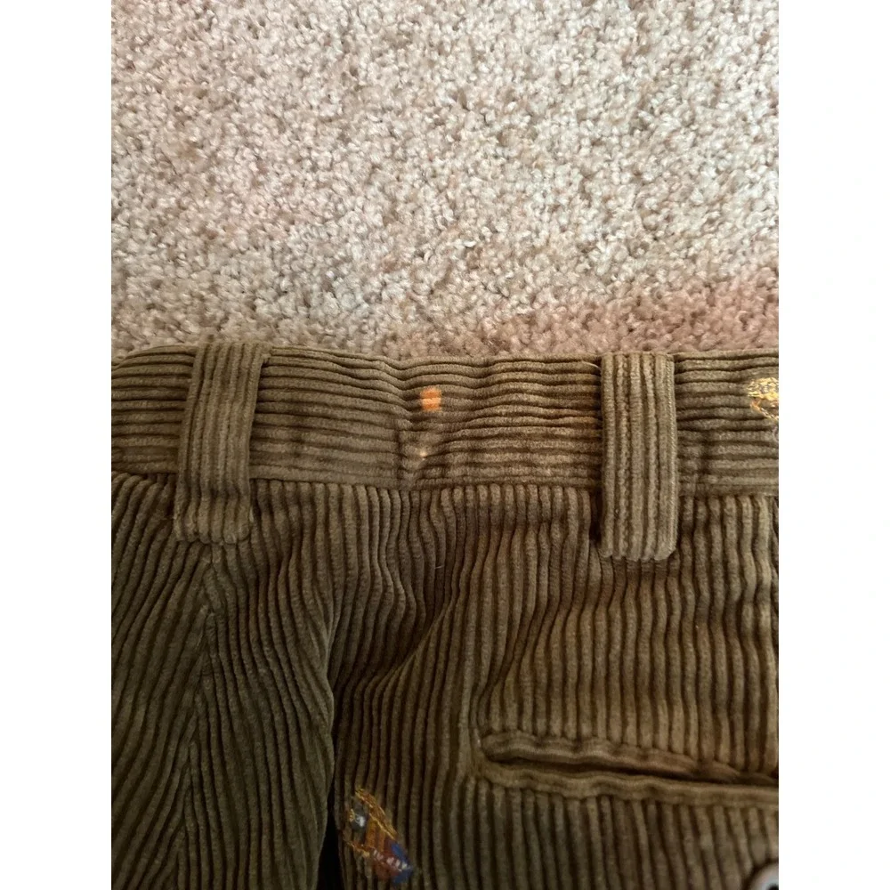 VTG Polo Ralph Lauren Mens Pants 38R Brown Corduroy Fishing Fly Lure Embroidered